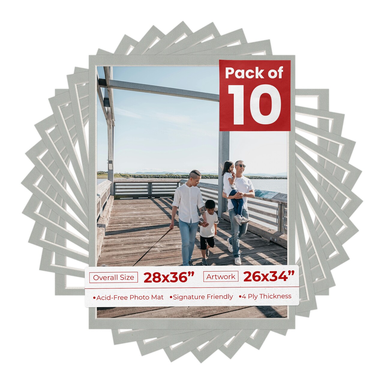 Light Grey Suede Mat Board for 28x36 Frames - Fits 26x34 Photos